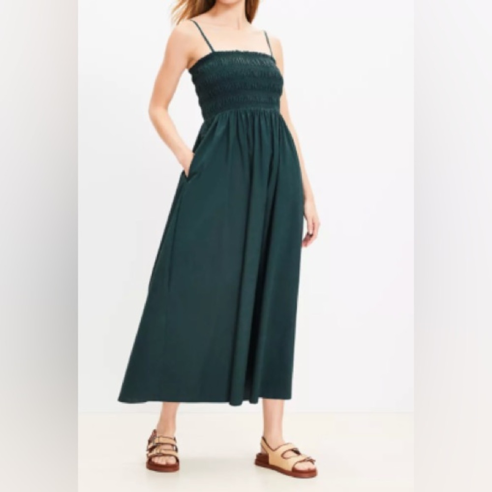 LOFT Dark Green Midi Dress